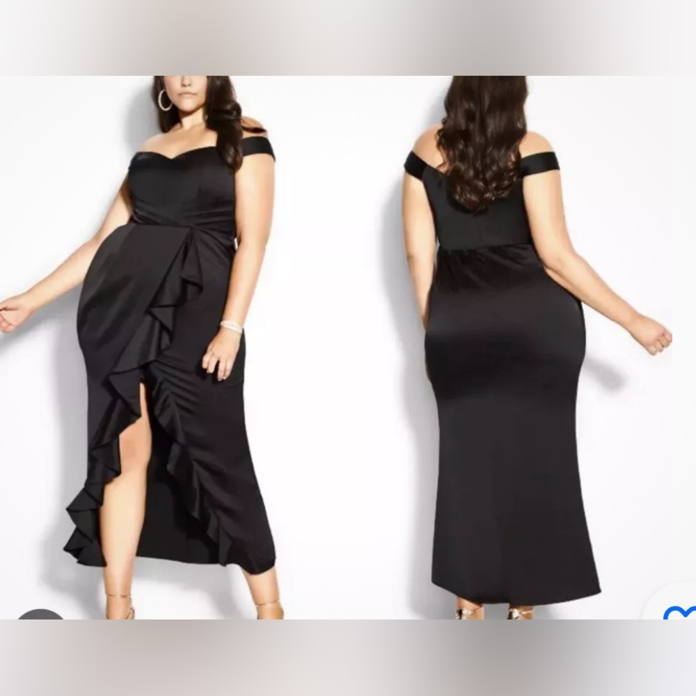 City Chic Black Off-Shoulder Maxi Dress
